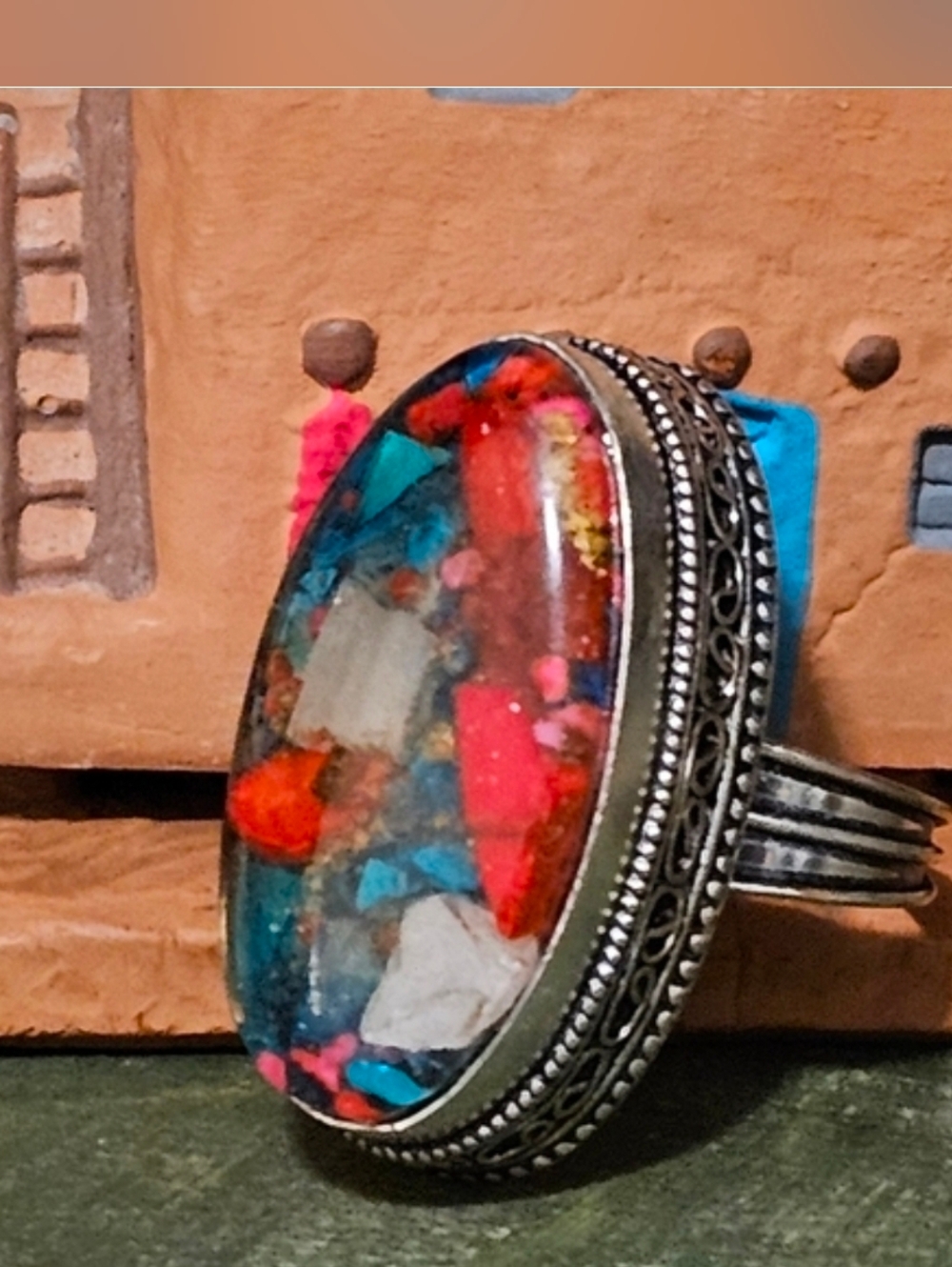 Spiny Oyster Turquoise Ring